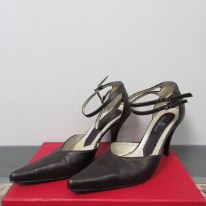 San Cipriano Pointed Toe Ankle Strap Pumps Women 37 Brown High Heels y2k vtg 322